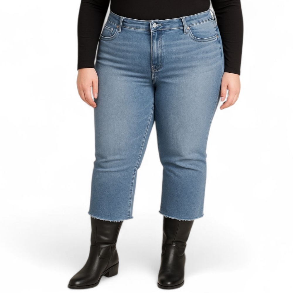 Curvy Super High Rise Bootcut Ankle Jeans.
